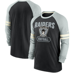 Nike Las Vegas Raiders Throwback Raglan Long Sleeve T-Shirt Black/Silver