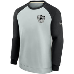 Nike Las Vegas Raiders Historic Raglan Crew Performance Sweater Silver/Black