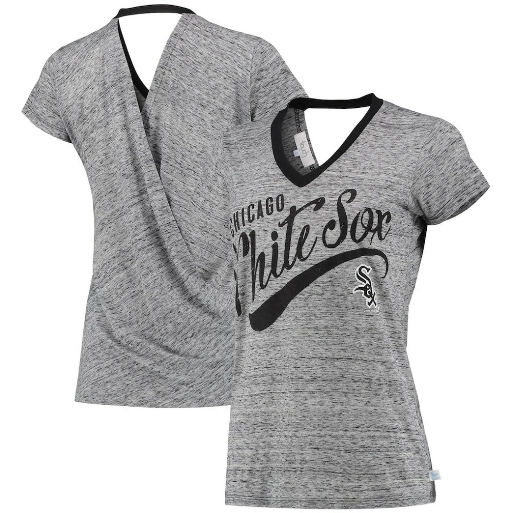 Chicago White Sox Touch Women's Hail Mary V-Neck Back Wrap T-Shirt - Black - MLB Lifestyle