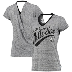 Chicago White Sox Touch Women's Hail Mary V-Neck Back Wrap T-Shirt - Black - MLB Lifestyle