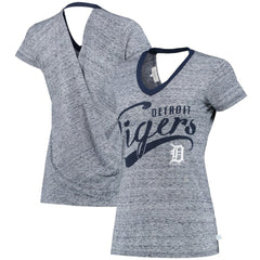 Detroit Tigers Touch Women's Hail Mary V-Neck Back Wrap T-Shirt - Navy - MLB on Sale
