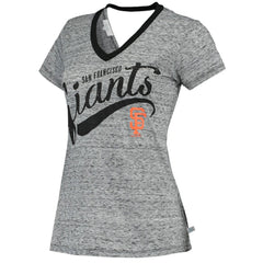 San Francisco Giants Touch Women's Hail Mary V-Neck Back Wrap T-Shirt - Black - MLB on Sale