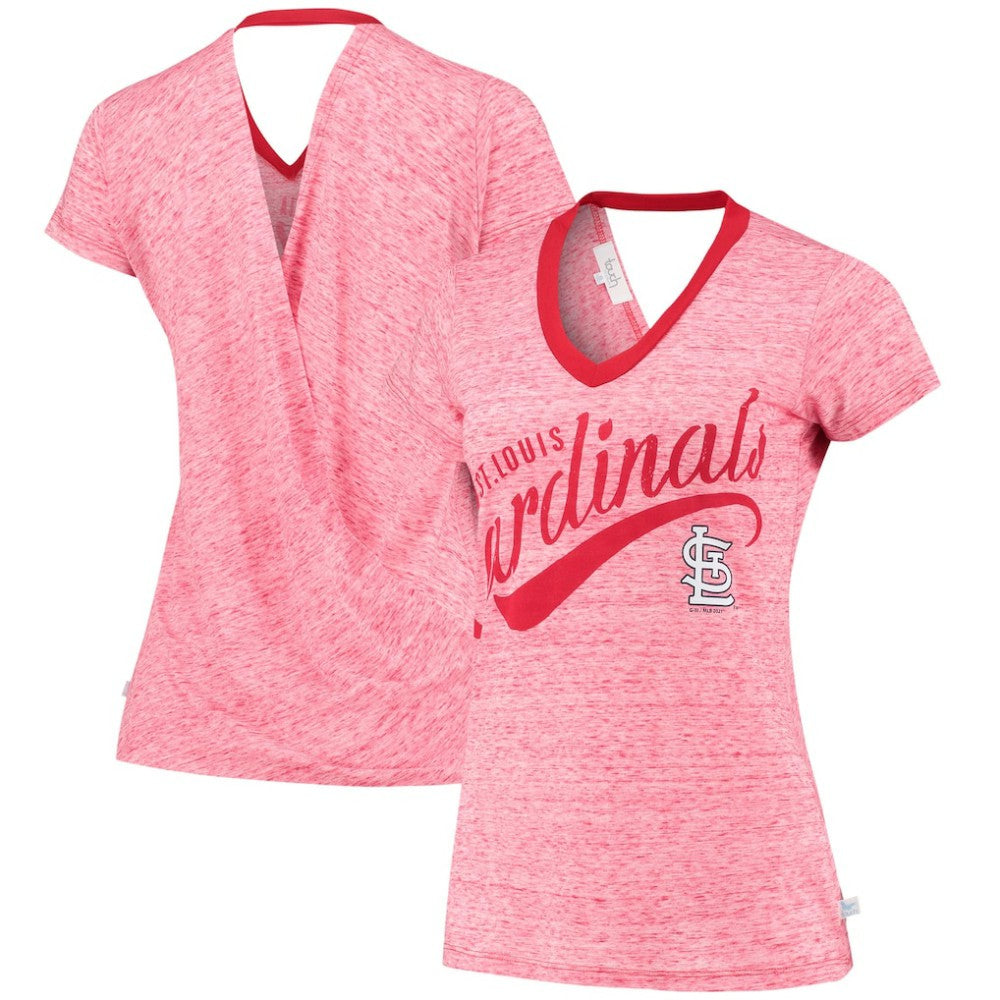 St. Louis Cardinals Touch Women's Hail Mary V-Neck Back Wrap T-Shirt - Red - MLB Sale