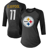 Fanatics Chase Claypool Pittsburgh Steelers Women's Team Player Name & Number Tri-Blend Raglan 3/4-Sleeve T-Shirt Black