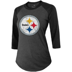 Fanatics Chase Claypool Pittsburgh Steelers Women's Team Player Name & Number Tri-Blend Raglan 3/4-Sleeve T-Shirt Black