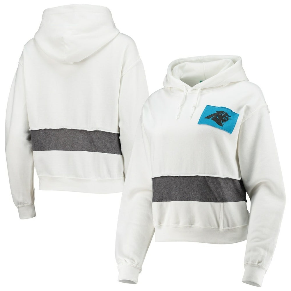 Carolina Panthers Refried Apparel Women's Sustainable Crop Dolman Pullover Hoodie White
