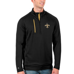 New Orleans Saints Antigua Generation Quarter-Zip Pullover Jacket Black/Gold