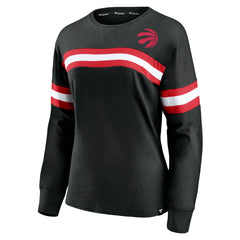Toronto Raptors Women's Block Party Chest Logo Striped Long Sleeve T-Shirt Black | Fanatics online
