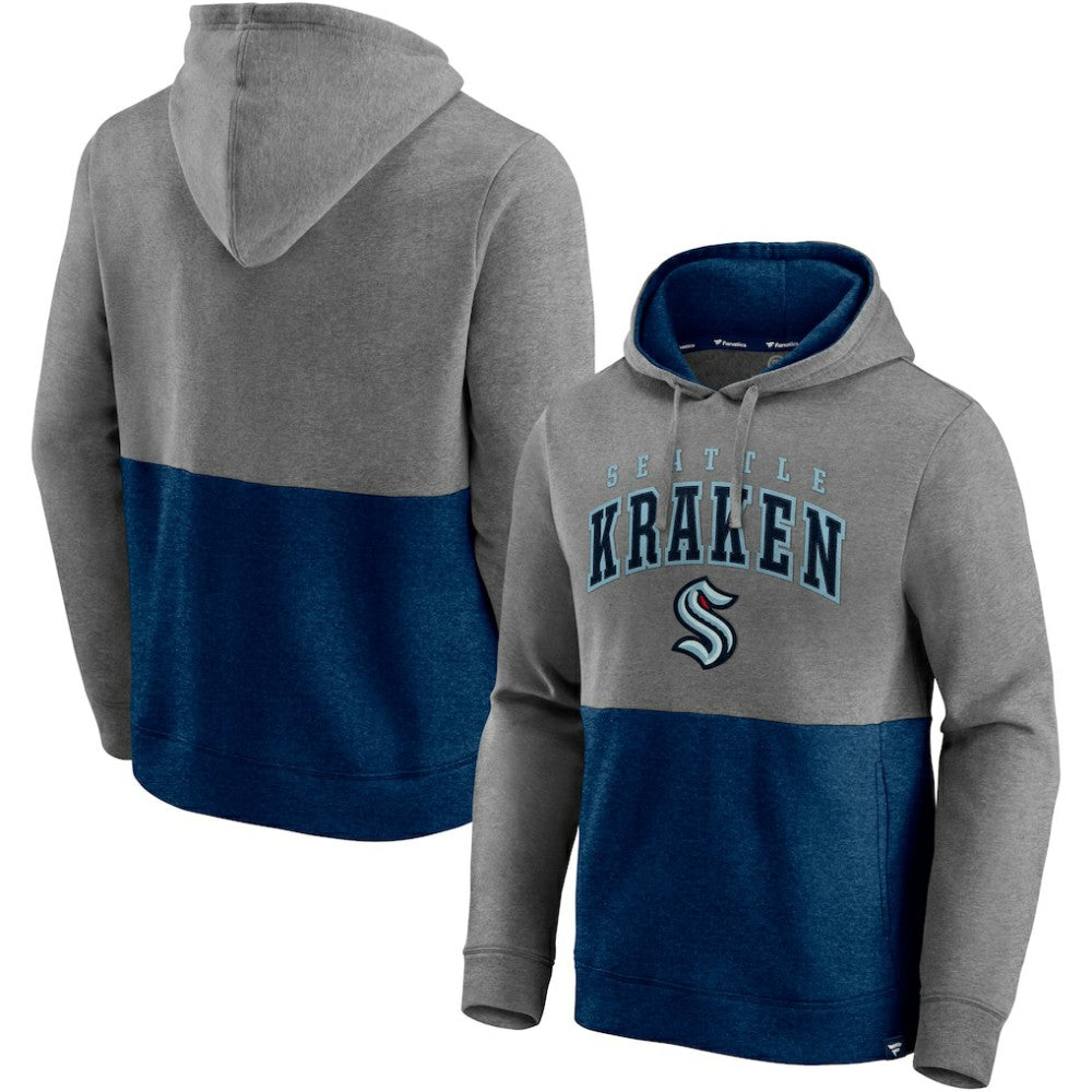 Seattle Kraken Fanatics Block Party Classic Arch Signature Pullover Hoodie - Heathered Gray/Deep Sea Blue - NHL 4193812