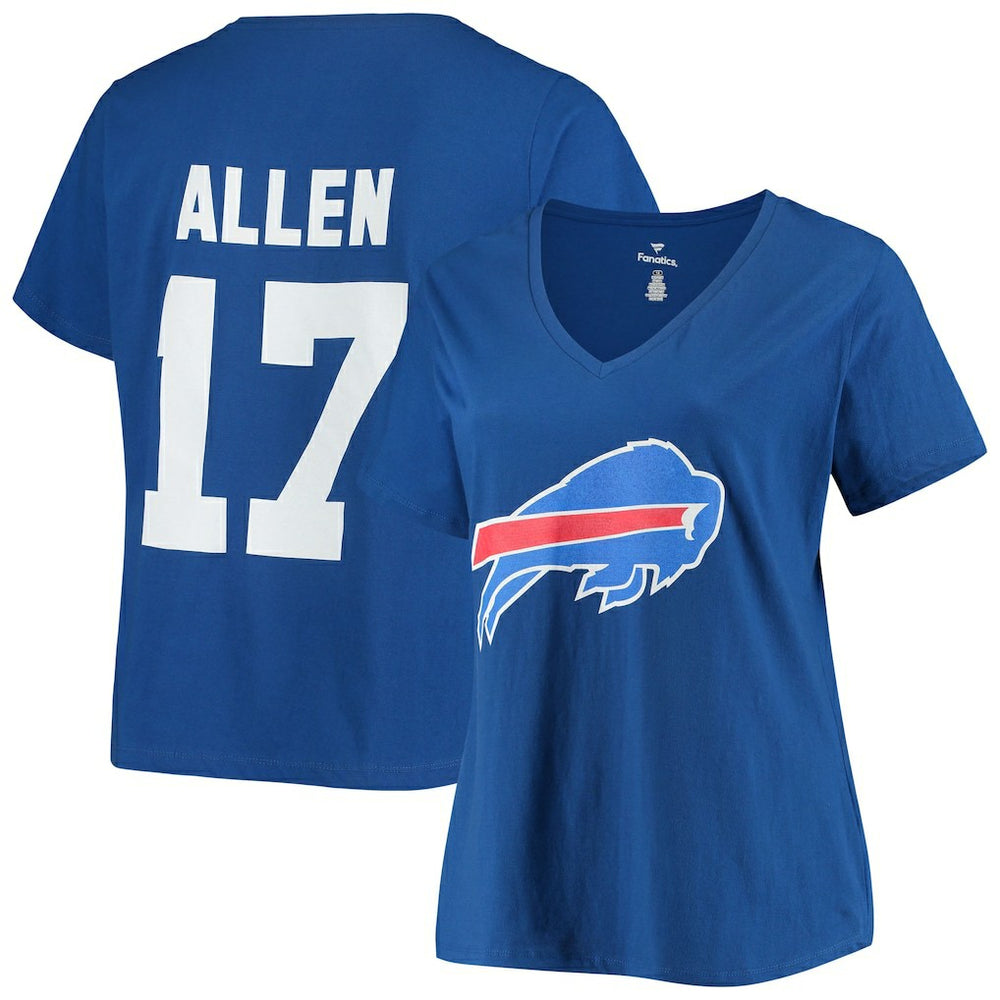 Fanatics Josh Allen Buffalo Bills Women's Plus Size Name & Number V-Neck T-Shirt Royal