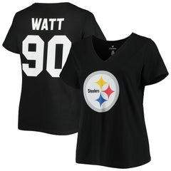 Fanatics T.J. Watt Pittsburgh Steelers Women's Plus Size Name & Number V-Neck T-Shirt Black