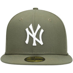 New York Yankees New Era White Logo 59FIFTY Fitted Hat - Olive - New Era Lifestyle