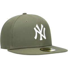 New York Yankees New Era White Logo 59FIFTY Fitted Hat - Olive - New Era Lifestyle