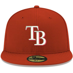 Tampa Bay Rays New Era White Logo 59FIFTY Fitted Hat - Red - New Era Discount