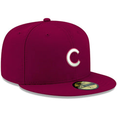 Chicago Cubs New Era White Logo 59FIFTY Fitted Hat - Cardinal - New Era Lifestyle