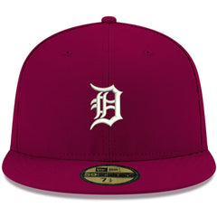 Detroit Tigers New Era White Logo 59FIFTY Fitted Hat - Cardinal - New Era Sale