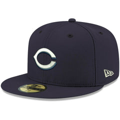 Cincinnati Reds New Era White Logo 59FIFTY Fitted Hat - Navy - New Era Discount