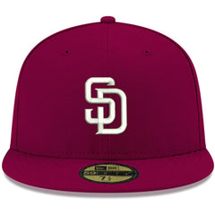 San Diego Padres New Era White Logo 59FIFTY Fitted Hat - Cardinal - New Era Sale