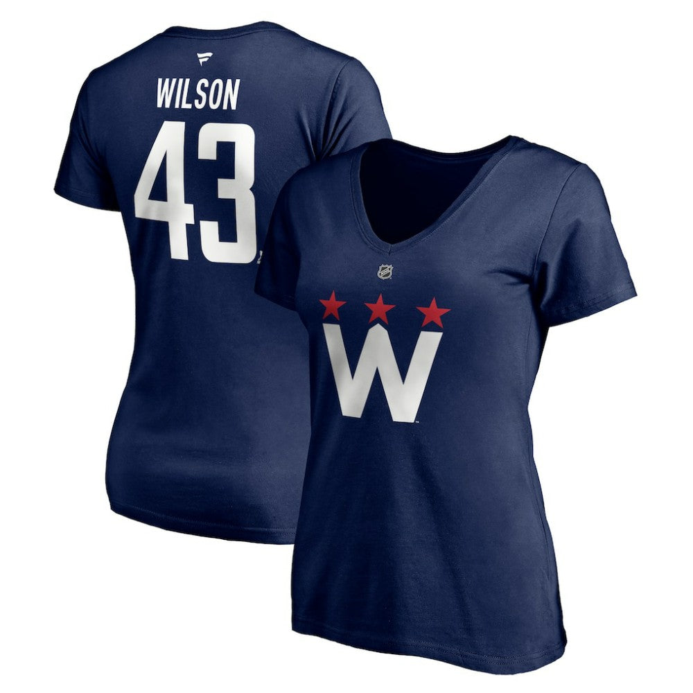 Tom Wilson Washington Capitals Fanatics Women's Authentic Stack Name & Number V-Neck T-Shirt - Navy - NHL 4216056