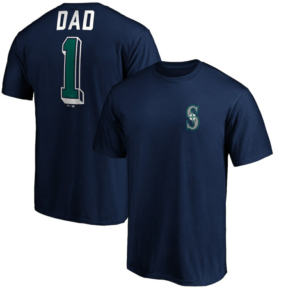 Seattle Mariners Number One Dad T-Shirt - Navy - MLB Sale