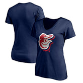 Baltimore Orioles Women's Red White and Team V-Neck T-Shirt - Navy - MLB Discount