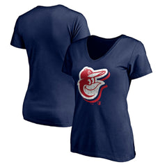 Baltimore Orioles Women's Red White and Team V-Neck T-Shirt - Navy - MLB Discount