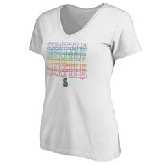 Seattle Mariners Women's City Pride V-Neck T-Shirt - White - MLB on Sale