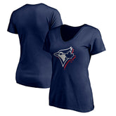 Toronto Blue Jays Women's Red White and Team V-Neck T-Shirt - Navy - MLB Online