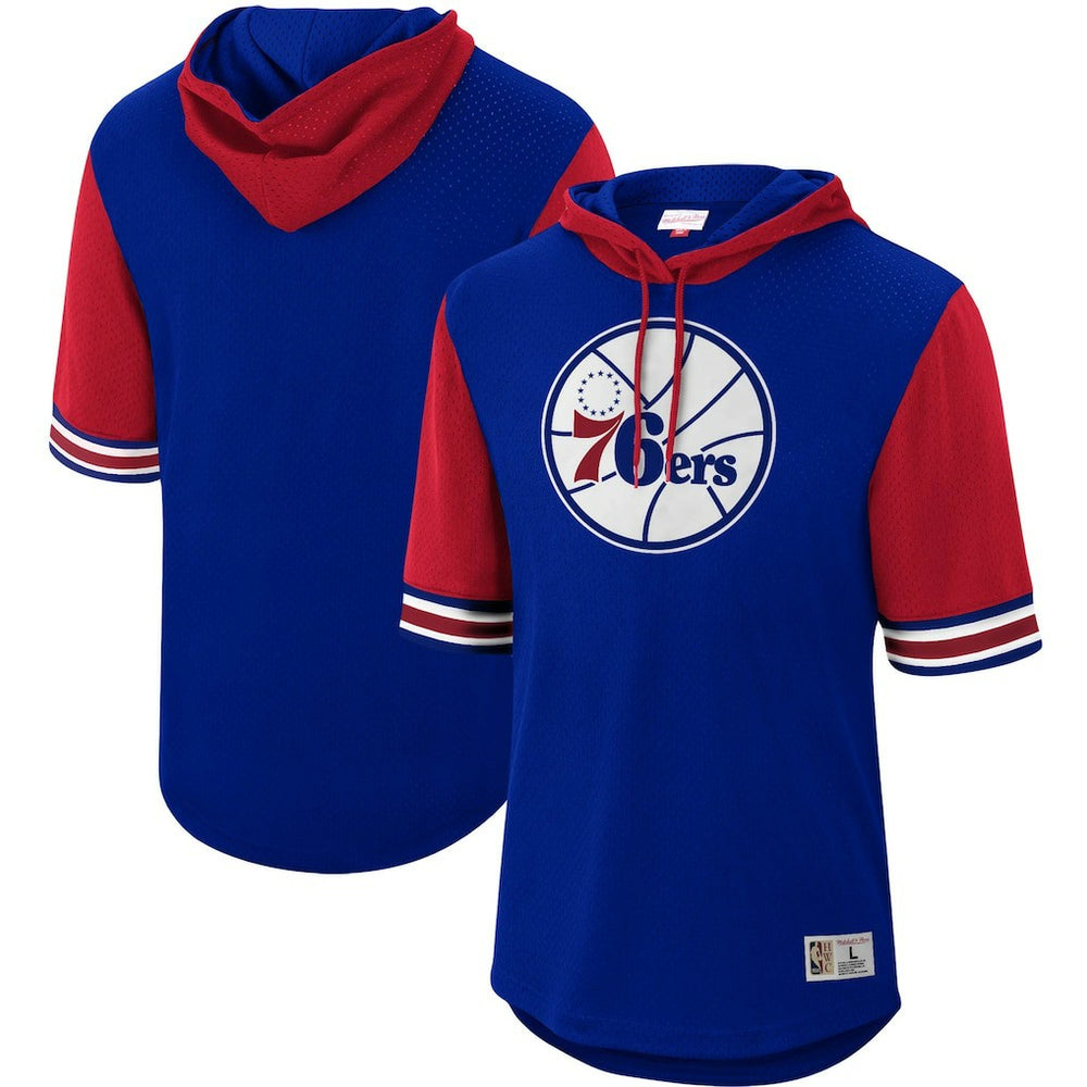 Philadelphia 76ers Hardwood Classics Buzzer Beater Mesh Pullover Hoodie Royal | Mitchell & Ness US