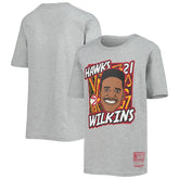 Dominique Wilkins Atlanta Hawks Youth Hardwood Classics King of the Court Player T-Shirt Heathered Gray | Mitchell & Ness Lifestyle