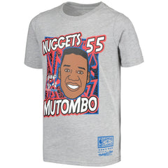 Dikembe Mutombo Denver Nuggets Youth Hardwood Classics King of the Court Player T-Shirt for sale Gray | Mitchell & Ness Near Me