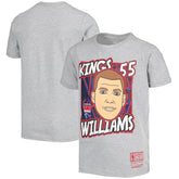 Jason Williams Sacramento Kings Youth Hardwood Classics King of the Court Player T-Shirt Gray | Mitchell & Ness US