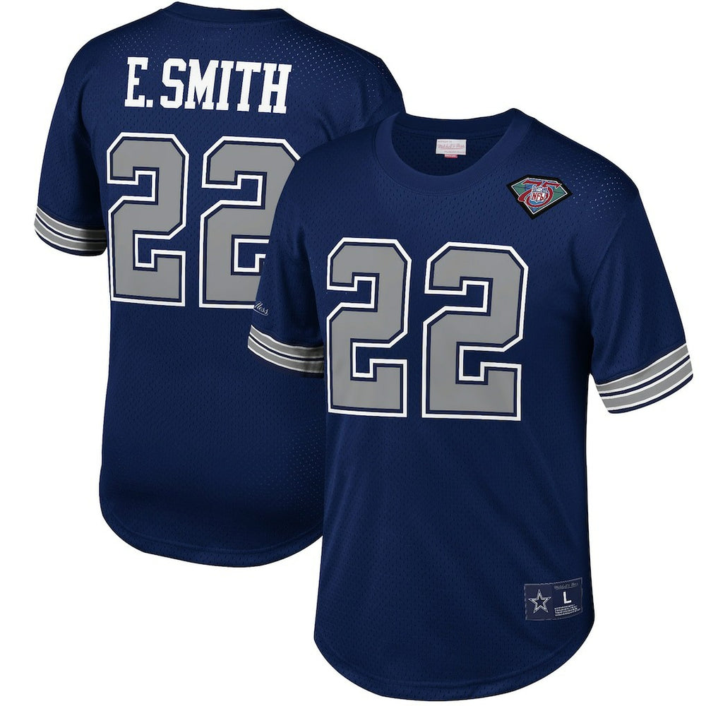 Mitchell & Ness Emmitt Smith Dallas Cowboys Retired Player Name & Number Mesh Top Navy