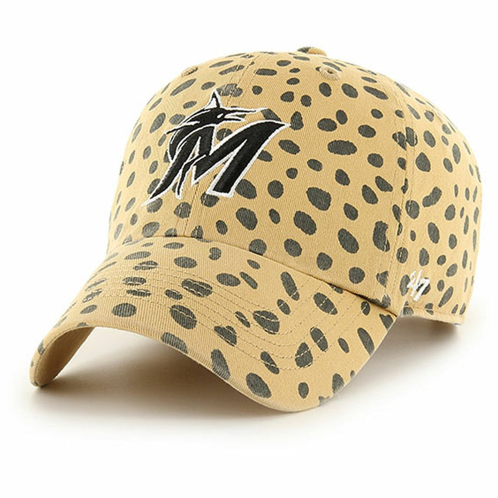 Miami Marlins '47 Women's Cheetah Clean Up Adjustable Hat - Tan - 47 brand Online