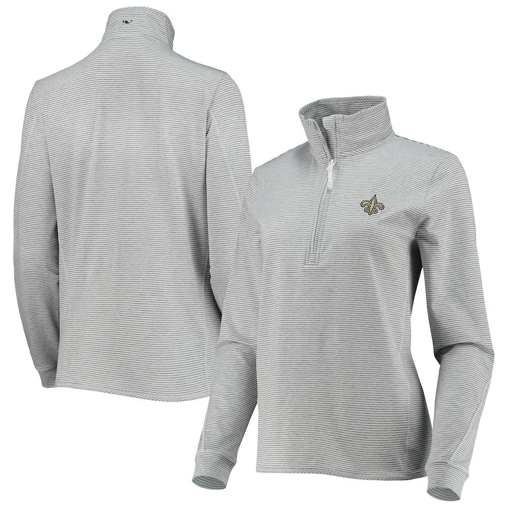 New Orleans Saints Vineyard Vines Women's Sankaty Shep Half-Zip Pullover Top Heather Gray
