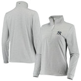 New York Yankees Vineyard Vines Women's Stripe Sankaty Half-Zip Pullover Top - Heather Gray - MLB Sale