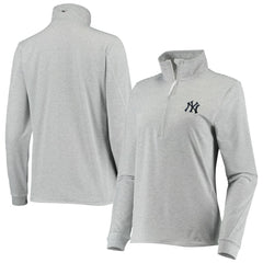 New York Yankees Vineyard Vines Women's Stripe Sankaty Half-Zip Pullover Top - Heather Gray - MLB Sale