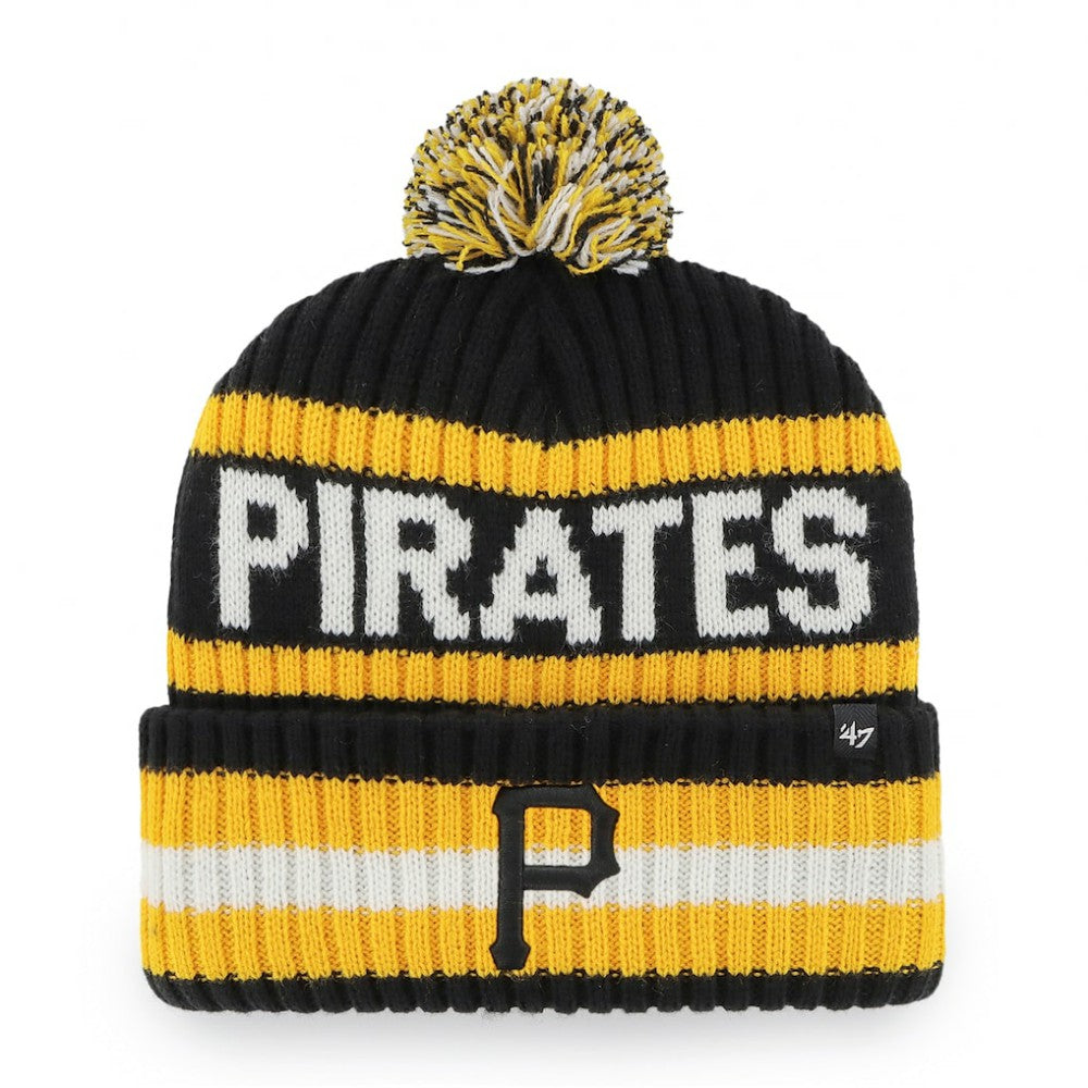 Pittsburgh Pirates '47 Bering Cuffed Knit Hat with Pom - Black - 47 brand Sale