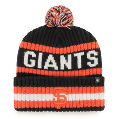 San Francisco Giants '47 Bering Cuffed Knit Hat with Pom - Black - 47 brand Lifestyle