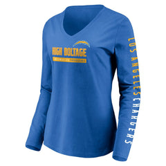 Fanatics Los Angeles Chargers Women's Slogan V-Neck Long Sleeve T-Shirt Powder Blue