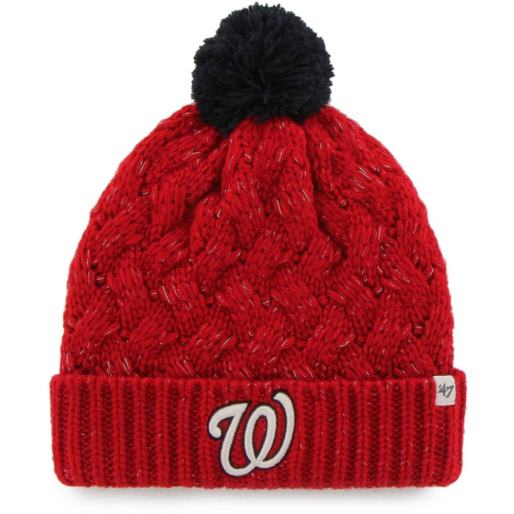Washington Nationals '47 Women's Knit Cuffed Hat with Pom - Red - 47 brand Discount