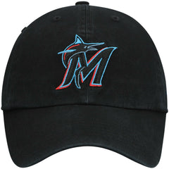 Miami Marlins '47 Youth Team Logo Clean Up Adjustable Hat - Black - 47 brand Lifestyle