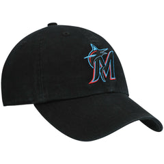Miami Marlins '47 Youth Team Logo Clean Up Adjustable Hat - Black - 47 brand Lifestyle