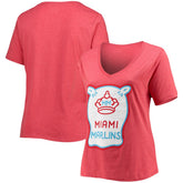 Miami Marlins New Era Women's City Connect Plus Size V-Neck T-Shirt - Heather Red - New Era on Sale