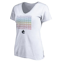 Vancouver Canucks Women's City Pride V-Neck T-Shirt - White - NHL 4257448