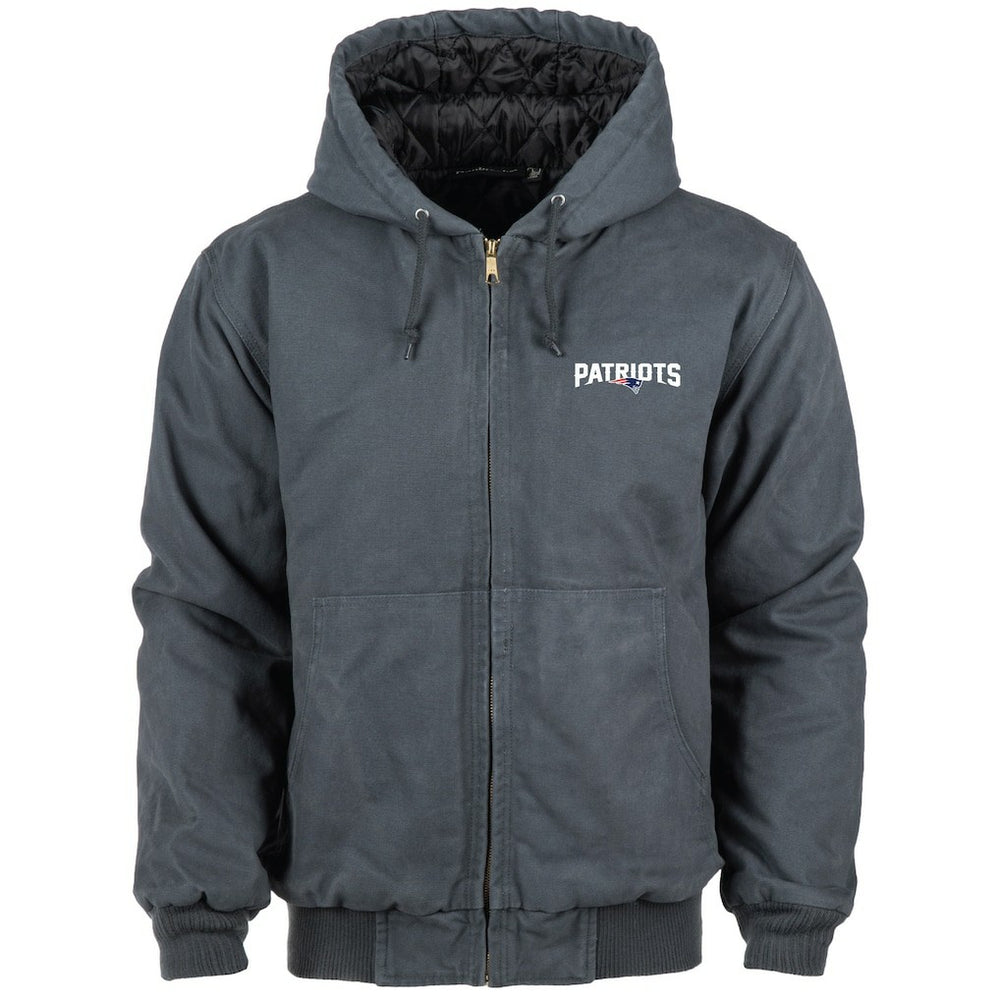 New England Patriots Dunbrooke Big & Tall Dakota Canvas Hoodie Full-Zip Jacket Charcoal