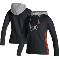 Philadelphia Flyers adidas Women's Skate Lace AEROREADY Pullover Hoodie - Black - NHL 4259692