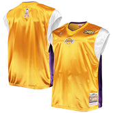 Los Angeles Lakers Hardwood Classics Big & Tall On-Court Shooting V-Neck Shirt Gold/Purple | Mitchell & Ness for sale