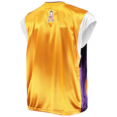 Los Angeles Lakers Hardwood Classics Big & Tall On-Court Shooting V-Neck Shirt Gold/Purple | Mitchell & Ness for sale