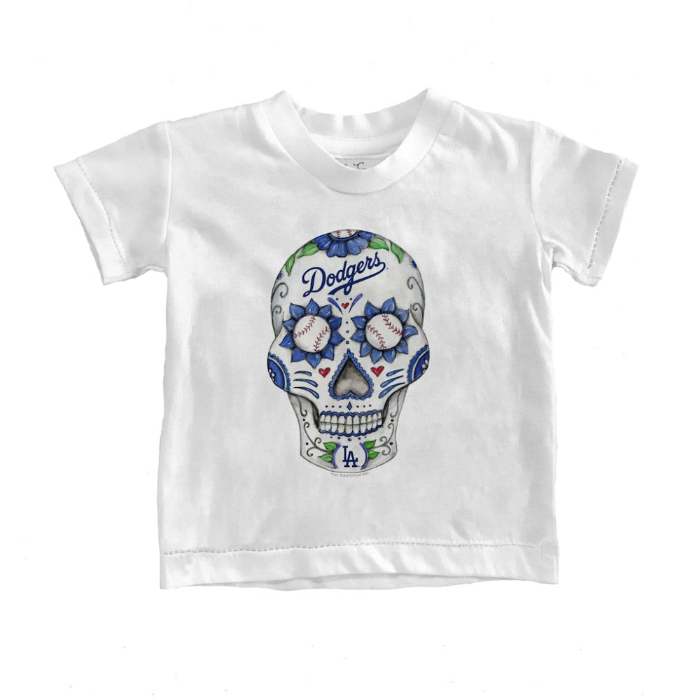 Los Angeles Dodgers Tiny Turnip Youth Sugar Skull T-Shirt - White - MLB Lifestyle